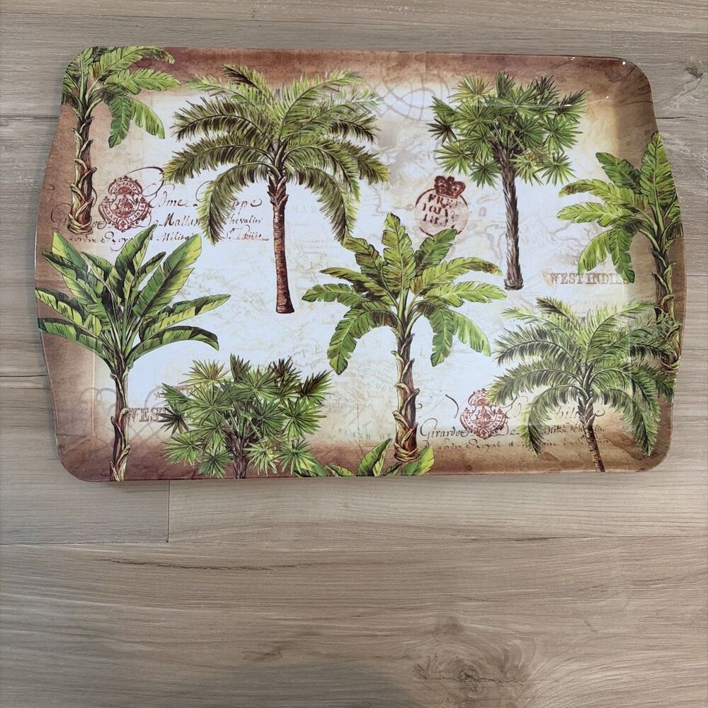 Merritt USA Bahama Tropic 17” Melamine Serving Tray Dishwasher Safe Palm Trees
